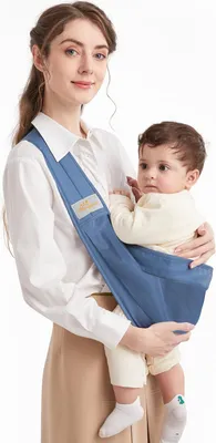 Produktbild von Tragetuch Baby, Mumgaroo Babytrage Neugeborene ab Geburt, On the Go Multifunktionale, für Babys von 0 bis 36 Monaten, Kleinkinder bis 15kg, Blau