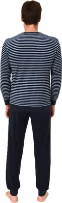Produktbild von Normann Herren Frottee langarm Schlafanzug mit Bündchen – Pyjama auch in Übergrößen ; blau , 50
