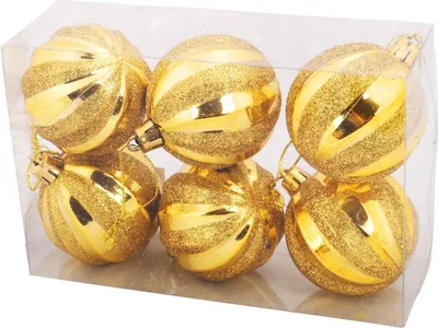 Obrázok produktu pre Zlaté reliéfne ozdoby na vianočný stromček 6cm - sada 6ks