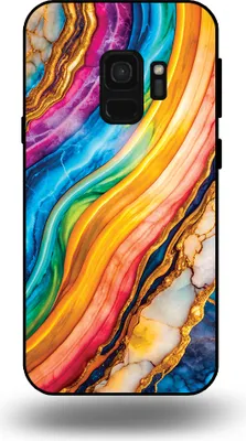 Produktbild von Smartphonica Telefon Fall geeignet für Samsung Galaxy S9 mit Regenbogen Gold Marmor Print - TPU Backcover Fall Regenbogen Gold Marmor Design