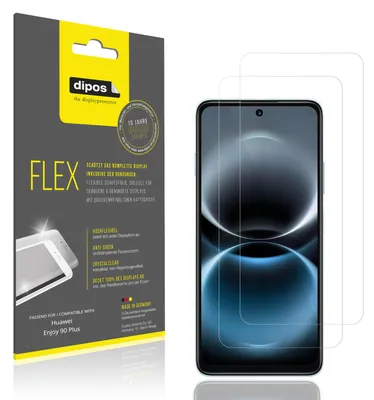 Produktbild von 2x Schutzfolie für Huawei Enjoy 90 Plus Folie, 100% Displayabdeckung, dipos Flex