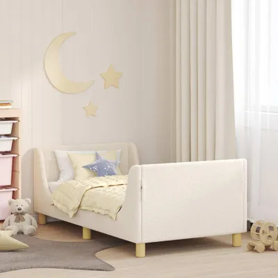 Obrázok produktu pre Maison Exclusive – Rám postele pre deti s opierkou, krémová farba, rozmer 80 x 160 cm, materiál: bouclé
