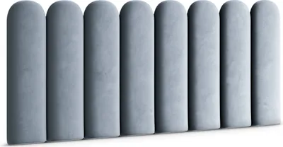 Produktbild von Polsterpaneel ovales WANDPOLSTER Wandkissen Bettkopfteil Wandpaneel Magic Velvet Himmelblau 20 cm x 100 cm