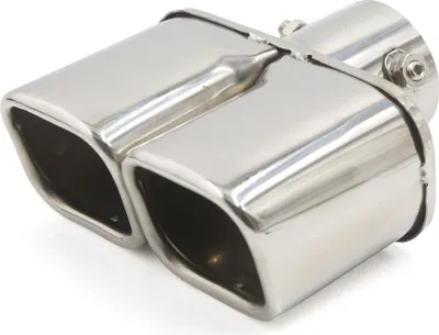 Image de 2.4" Dia entrée ligne double sortie échappement Acier Astuce pour voiture