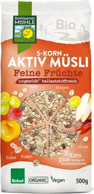 Immagine prodotto di muesli attivo ai 5 cereali - Frutta fine  500g