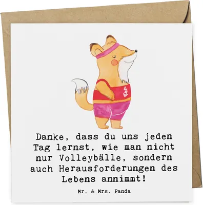 Produktbild von Mr. & Mrs. Panda Grußkarte Volleyball Trainerin Inspiration - Weiß - Geschenk, Coach, Motivation, Sport, doppelkarte, Leidenschaft, Klappkarte, Danksagung, Sportart