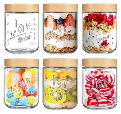 6 Vorratsgläser 500 ml, luftdicht, Meal-Prep, Glas