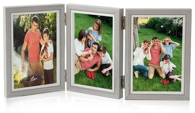 Fotolijst 3er-Set 10x15 cm, Holz, grau, aufklappbar