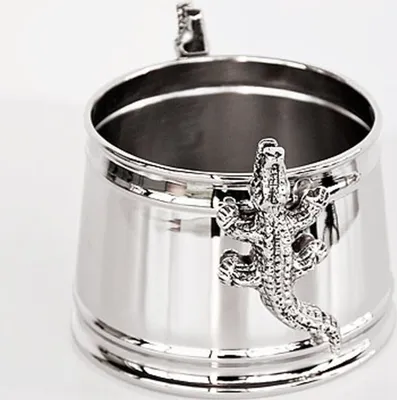 Produktbild von Casa Padrino Tisch Weinflaschen Halter Höhe mit Alligator - Weinkühler vernickelt Weinständer Weinflaschen Kühler Wein Flaschenhalter Krokodil