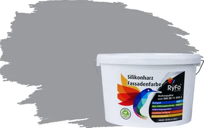 Produktbild von RyFo Colors Silikonharz Fassadenfarbe Lotuseffekt Trend Signalgrau 10l  - bunte Fassadenfarbe, weitere Grau Farbtöne und Größen erhältlich, Deckkraft Klasse 1