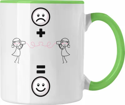 Produktbild von Trendation - Beste Freundin Tasse Geschenk für BFF Beste Freundinnen Lustige Geschenkidee :( + Beste Freundin = :) Geburtstag (Grün)