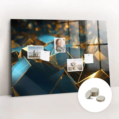 Obrázek produktu pro Magnetická Tabule na Zeď Skleněná - Memo Board Kleněnou Přední Stranou - 5 magnetů v balení - 100x70 cm - Dekorativní abstrakce