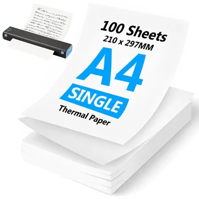 Immagine prodotto di Carta termica per stampante A4 - Fogli singoli - 210 x 297 mm - 100 fogli - Ufficio e scuola