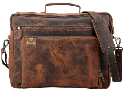 Zdjęcie produktu dla Skórzana torba na ramię w stylu vintage, przeznaczona do przenoszenia laptopa, z wyściełaną przegrodą