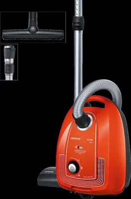 Produktbild von Siemens iQ300 VSP3AAAA Vysávač s vreckom, podlahový vysávač, hygienický filter, hubica na parkety, koberce, dlaždice, dlhý kábel, štrbinová hubica, 750 W, červená