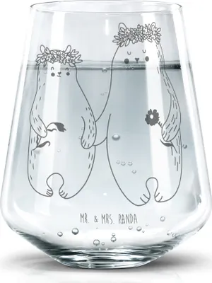 Produktbild von Mr. & Mrs. Panda Tumbler Glas Bären mit Blumenkranz - Transparent - Geschenk, Mutter, Trinkglas, Becherglas, Familie, Trinkgefäß, Wasserglas, Mama, Muttertag