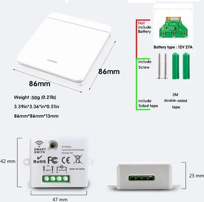 Produktbild von Batterieloser Funkschalter Set mit kabelloser Fernbedienung – Steuerung für Beleuchtung & Elektrogeräte ohne Stromversorgung