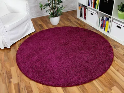 Produktbild von Hochflor Velours Teppich Triumph Lila Rund in 7 Größen, Größe:100 cm Rund