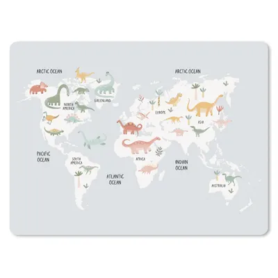 Produktbild von MuchoWow® Mauspad Mousepad Kinderzimmer - Weltkarte - Dinosaurier 23x19 cm - Mousepads - Maus Mat - Pad - Mausunterlage - Schreibtischunterlage - Mauspad
