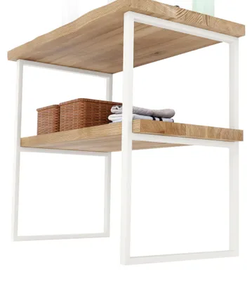 Produktbild von LAMO MANUFAKTUR Regalhalterung für Waschtischplatte - Waschtischunterschrank, Wandkonsole mit Waschtischbeinen aus Metall mit Fischer Schrauben, Waschtischhalterung Elfenbein  35x80 cm