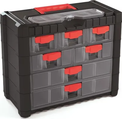 Obrázok produktu pre Plastový organizér závesný MULTICASE CARGO 400x200x326 červené úchyty