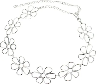Produktbild von FRONHOFER silberner Kettengürtel mit großen Blumen, Blumenkettengürtel, 110 cm