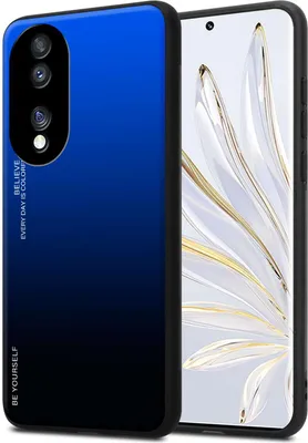 Produktbild von Cadorabo Hülle für Honor 70 in BLAU - SCHWARZ Zweifarbige Schutzhülle aus Tempered Glas und TPU Silikon Back Case Cover Etui Handy Hülle