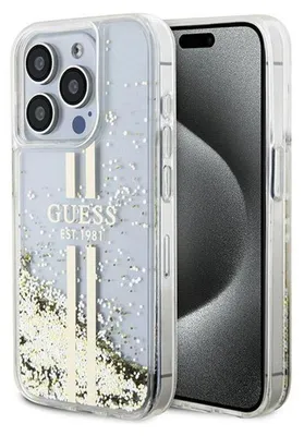 Produktbild von Etui Guess Liquid Glitter Gold Stripes Na Iphone 15 Pro Max - Przezroczyste