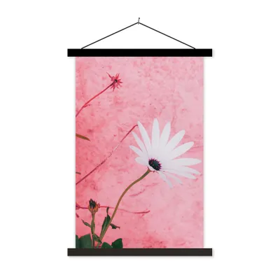 Produktbild von MuchoWow® Textilposter Blumen - Rosa - Vintage 60x90 cm mit schwarzem Rahmen - Poster Wohnzimmer