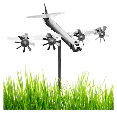 Produktbild von Flugzeug-Windmühle aus Metall – Dekoration für den Außenbereich