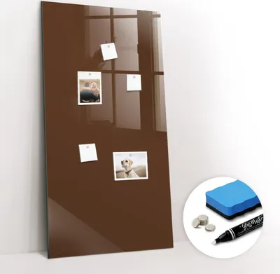Produktbild von Magnetpinnwand Memoboard - Zubehörsatz - Weißer Marker + Schwamm + Magnete - 60 x 120 cm - Braune Farbe