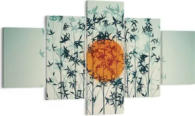 Produktbild von Bild auf Leinwand - Leinwandbild - 5 Teile - Westen Sonne Gras - 125x70cm - Wand Bild - Wanddeko - Wandbilder - Leinwanddruck - Bilder - Wanddekoration - Leinwand bilder - Wandbild - EA125x70-5104