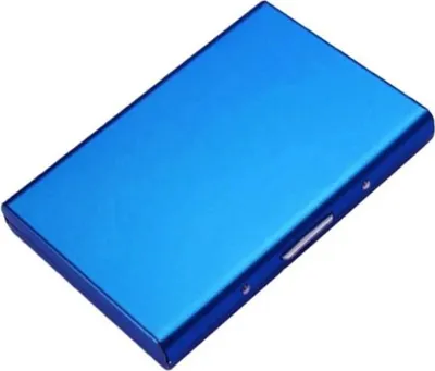 Image de Etui cartes de crédit ASKSA en acier inoxydable Hommes RFID et NFC Blocking Etuis 6 compartiments, Couleurs:Bleu