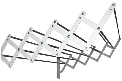 Productafbeelding van Sauvic, uittrekbare waslijn met kunststof coating, 10 stangen, 120 cm, zilver. Kleur: zilver. Eén maat