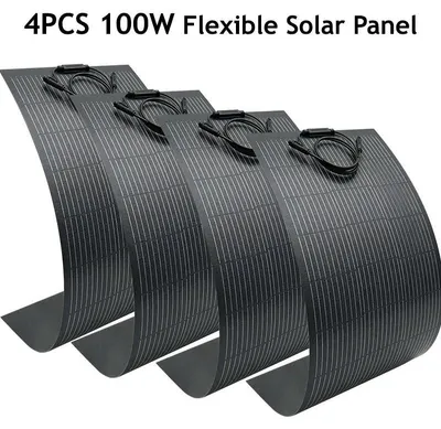 Obrázek produktu pro Sada flexibilních solárních panelů – 4×100 W (400 W) ETFE monokrystalické – pro 18V baterie – elektřina mimo síť – kempování