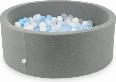 Produktbild von Dry Grey Pool 110x40 mit 500 Bällen: transparent, weiß, hellblau, hellblau perl