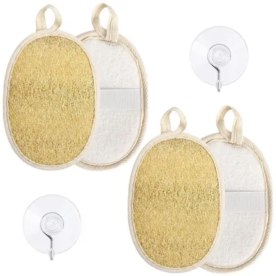 Obrázek produktu pro Luffa – houbička na tělo, 4 kusy – peelingová houbička s přísavkou