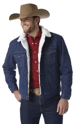 Produktbild von Wrangler Herren-Jeansjacke, gefüttert, Cowboy-Schnitt, Westernjacke, Denim/Sherp
