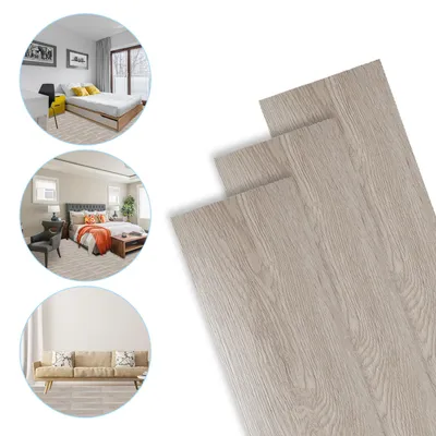 Zdjęcie produktu dla Podłoga winylowa PVC, 1 m², samoprzylepna, deski/płytki, antypoślizgowa, wodoodporna, 7 sztuk. Deski winylowe z fakturą drewna (jasnoszary)