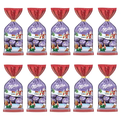 Obrázek produktu pro Milka vánoční ozdoby z jemného alpského mléka 100g balení po 10 ks