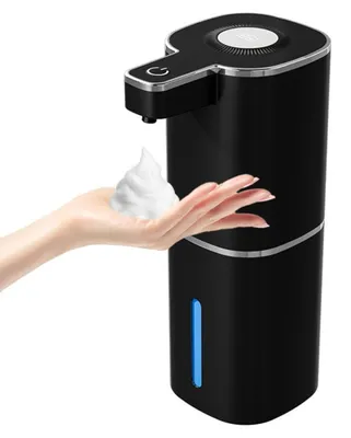 Obrázok produktu pre INF Čierny bezdotykový dávkovač penového mydla – nabíjateľný cez USB 400 ml, senzor 0,3 s, batéria 1200 mAh