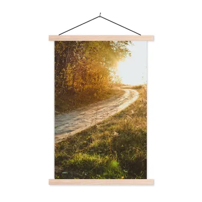 Produktbild von MuchoWow® Textilposter Weg - Natur - Baum 60x90 cm mit holzfarbenen Rahmen - Textil