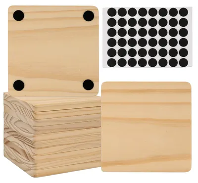 12 unbehandelte Holzuntersetzer, quadratisch, 10 cm, für DIY