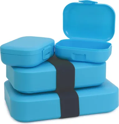 Productafbeelding van com-four® 4-delige lunchbox voor onderweg - Brotdozen in verschillende maten - Opbergdozen voor eten, snacks, fruit en groenten