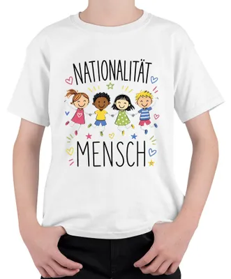 Immagine prodotto di Nazionalità, umanità, bambini, pace, tolleranza, diversità, coesione. T-shirt per bambini, unisex, colore bianco, taglia 104