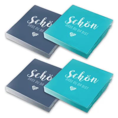 Produktbild von itenga 80x Serviette Schön dass du da bist (40x aqua blau - 40x dunkelblau)
