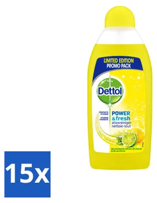 Produktbild von 15 x Dettol Power & Fresh Allesreiniger - Zitrone - 500 ml - Vorteilspackung - 15 Stücke