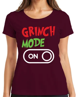 Obrázek produktu pro Grinch Mode On Christmas Outfit - vánoční dámské tričko, vínová, XL