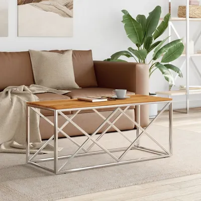 Produktbild von Couchtisch Edelstahl und Massivholz Akazie , Couchtische Design 2024