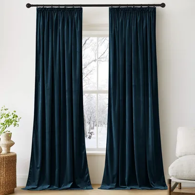 Samtvorhänge verdunkelnd 300 g/m², 2 Stk, 132x240 cm, Marineblau